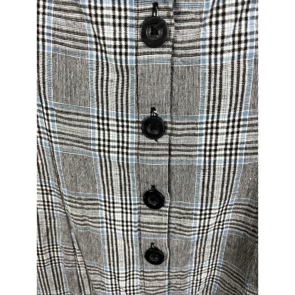Forever 21 plaid preppy XXS Black White Linen Blend Jumper Dress Clueless Y2K - Picture 4 of 7